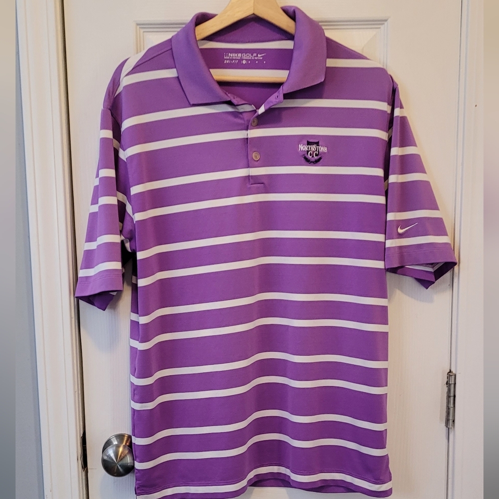 Nike Lavender and White Striped Golf Polo Shirt